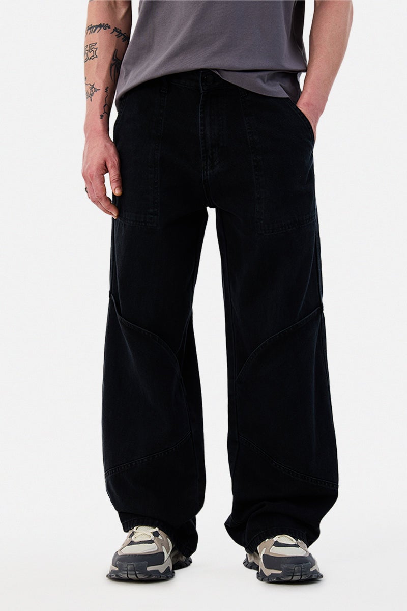 سنيتش بنطلون كارجو واسع أسود - Image 1